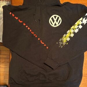 VOLKSWAGEN Rabbit Black Hoodie with Red and Yellow Racing Graphics Large